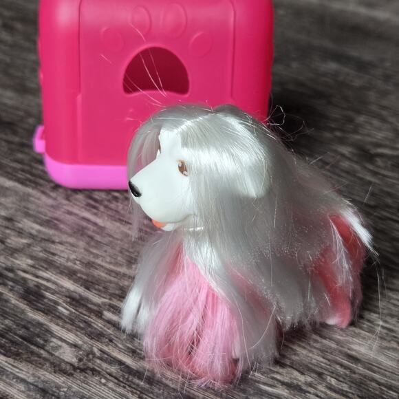 VTG 1988 My Pretty Pets Cititoys Long Hair Pink Puppy Dog Sweetie Pup & Carrier - Picture 2 of 16